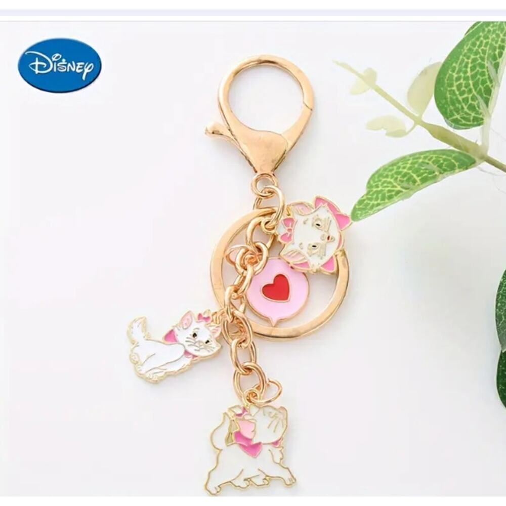 New! Kawaii Disney Marie Cat Charm Keychain Keyring Holder A